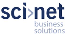 sci net business solutions company logo in dark and light grey lettering