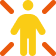A yellow person icon with orange lines around it