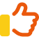 An icon of an orange thumb pointing up with a yellow block next to it