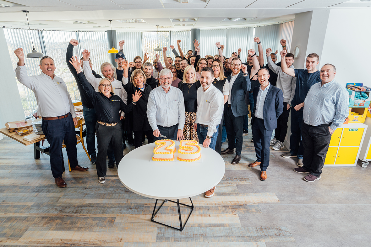 Podfather team members celebrating companies 25th birthday