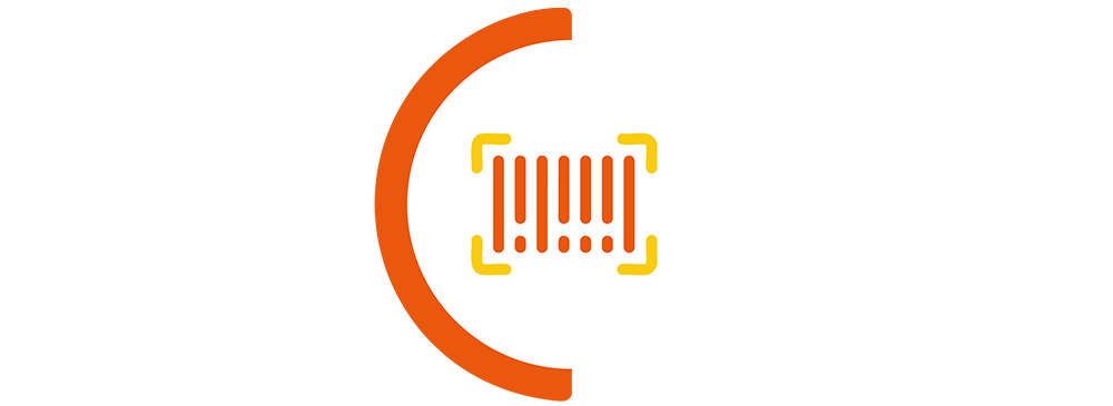 orange and yellow icon showing a barcode