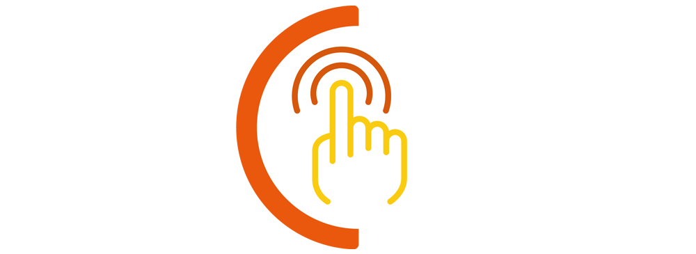 Yellow touch point icon with a orange semi circle border