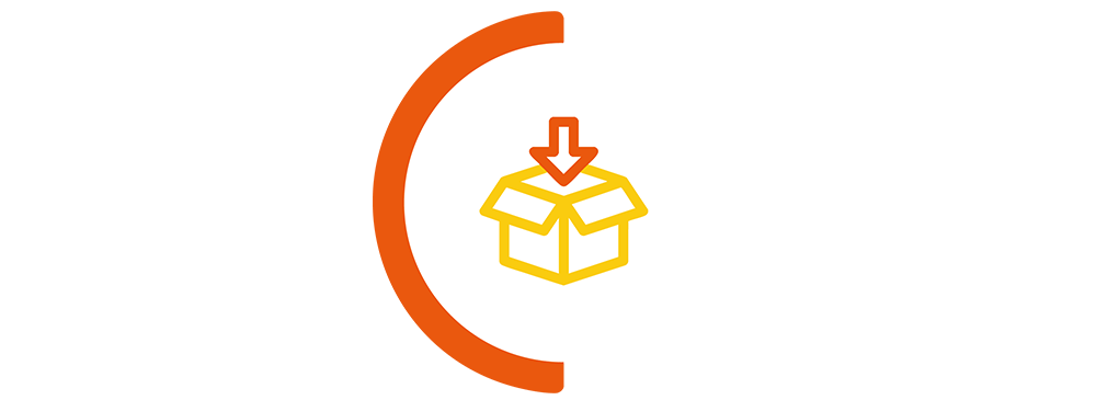 collection icon in orange semi circle border