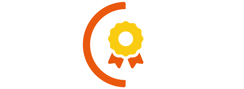 Yellow security icon with a orange semi circle border