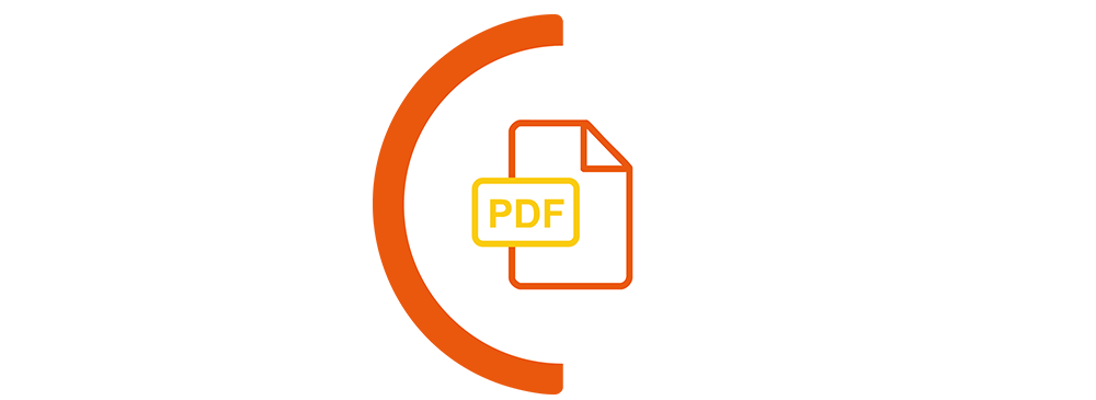 PDF icon in orange semi circle border