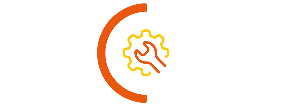 custom cog icon in orange semi circle border