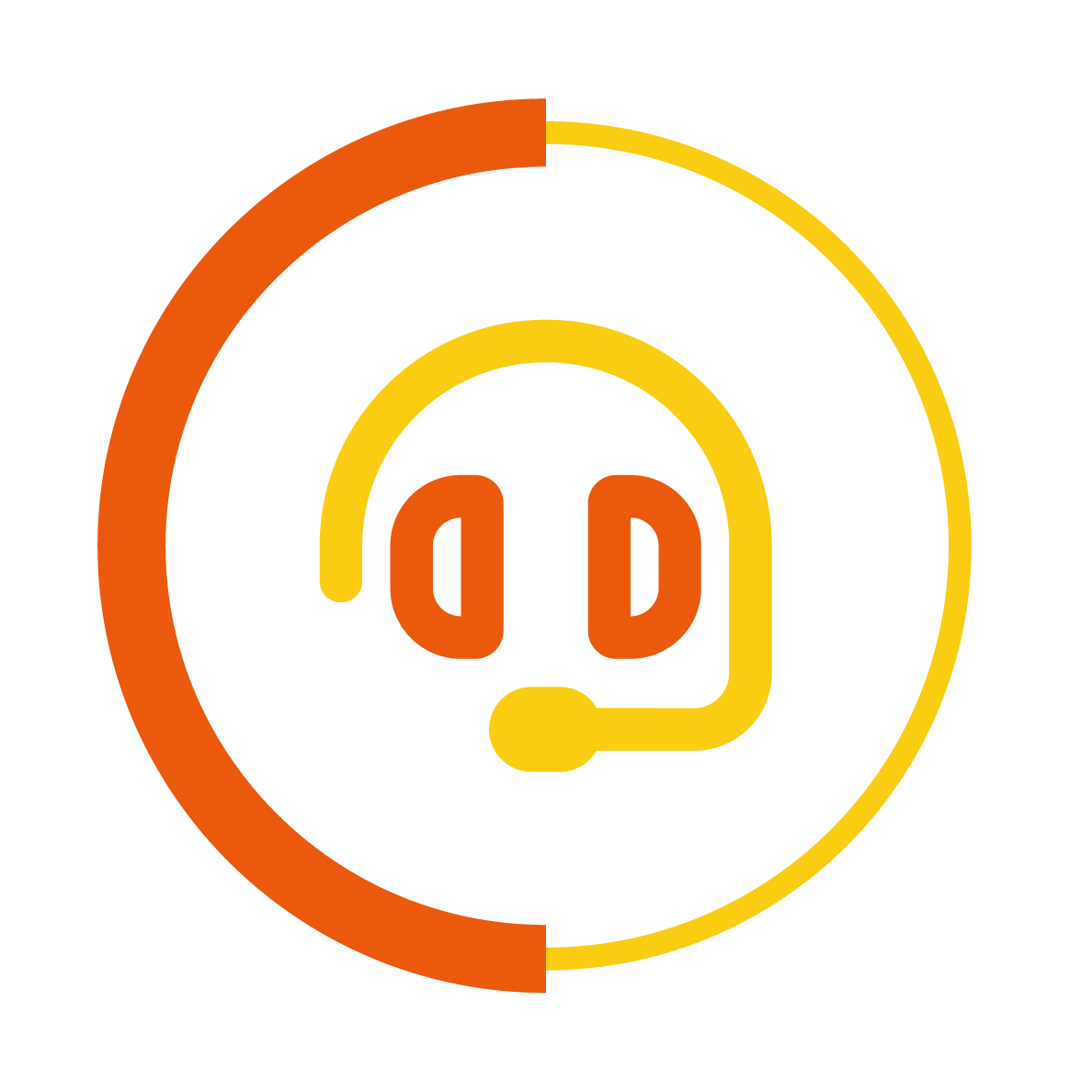 yellow and orange headset icon with a circle border