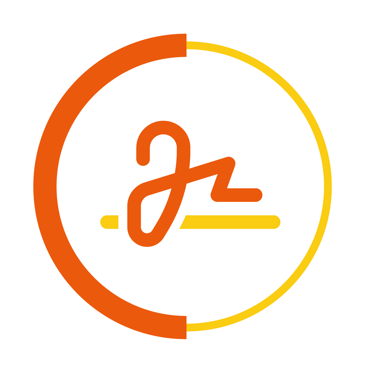 orange and yellow signature icon in a circle border