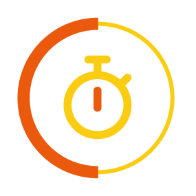 Timer icon with a yellow and orange circle border