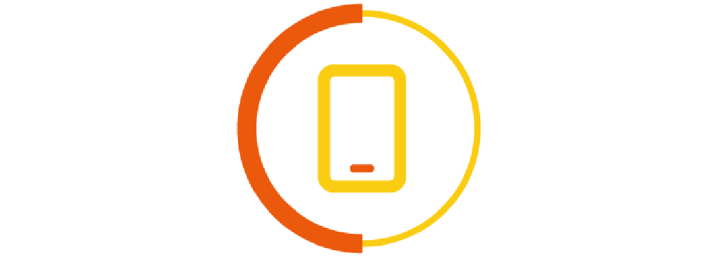 mobile phone in yellow and orange circle border