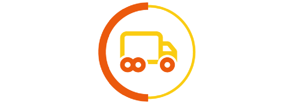 Truck icon in a yellow and orange circle border