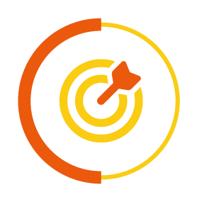 clear goals icon in a yellow and orange circle border