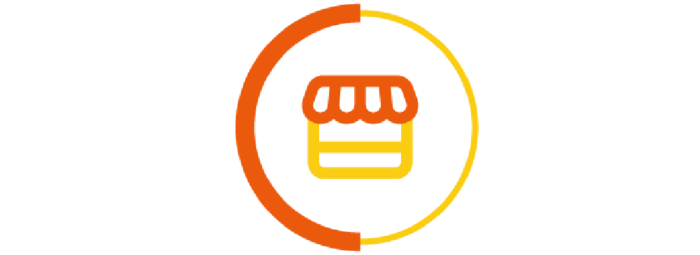 marketplace icon in yellow and orange circle border