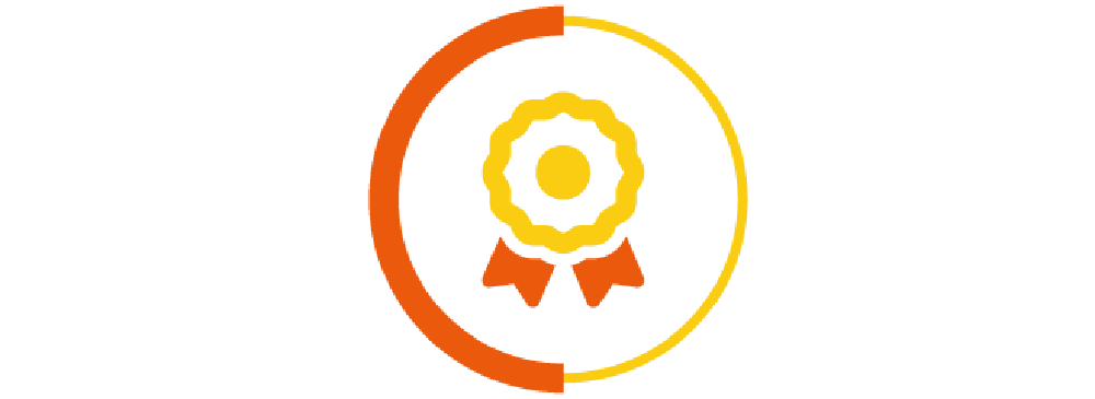 Security award icon in a yellow and orange circle border