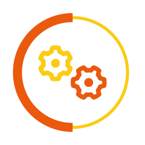Configure icon in a yellow and orange circle border