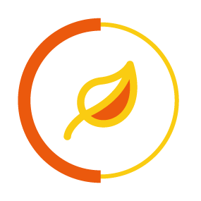 Leaf icon in a yellow and orange circle border