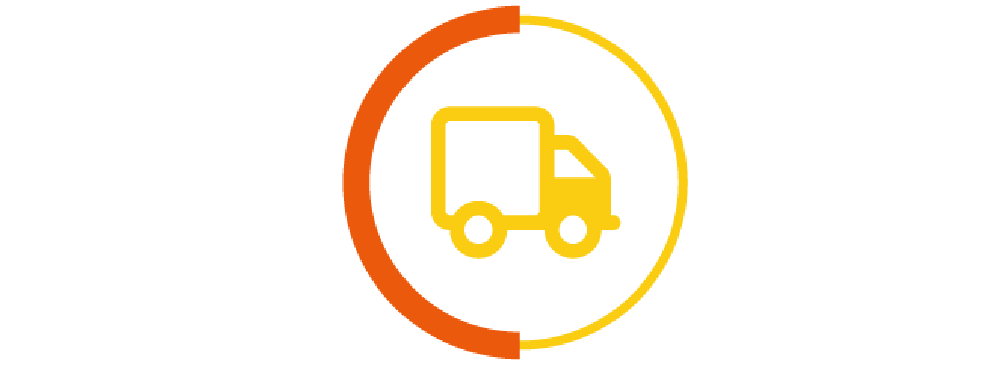 a vehicle icon in a yellow and orange circle