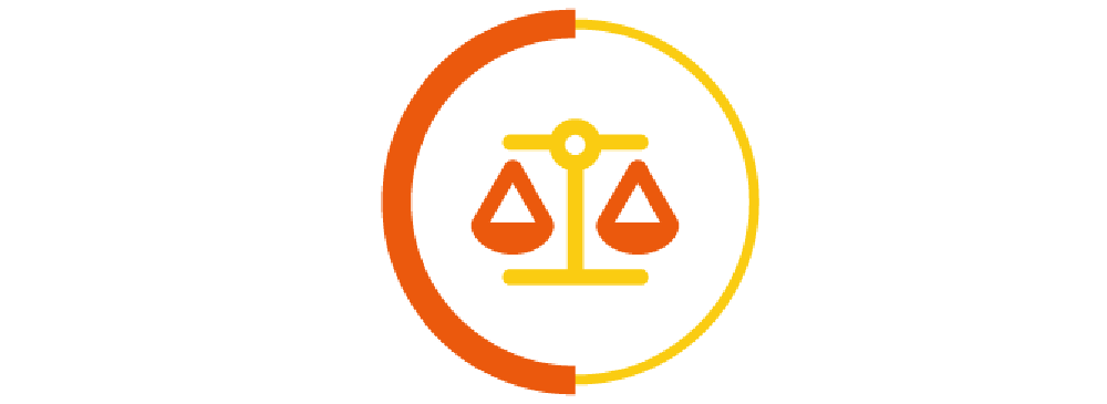 scales icon in yellow and orange circle border