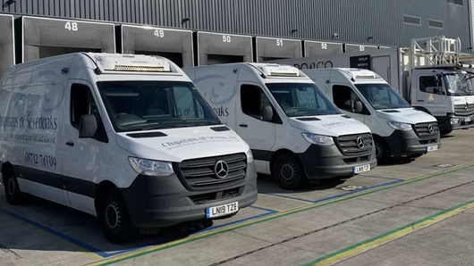 Fleet of light commercial vehicles at a depot