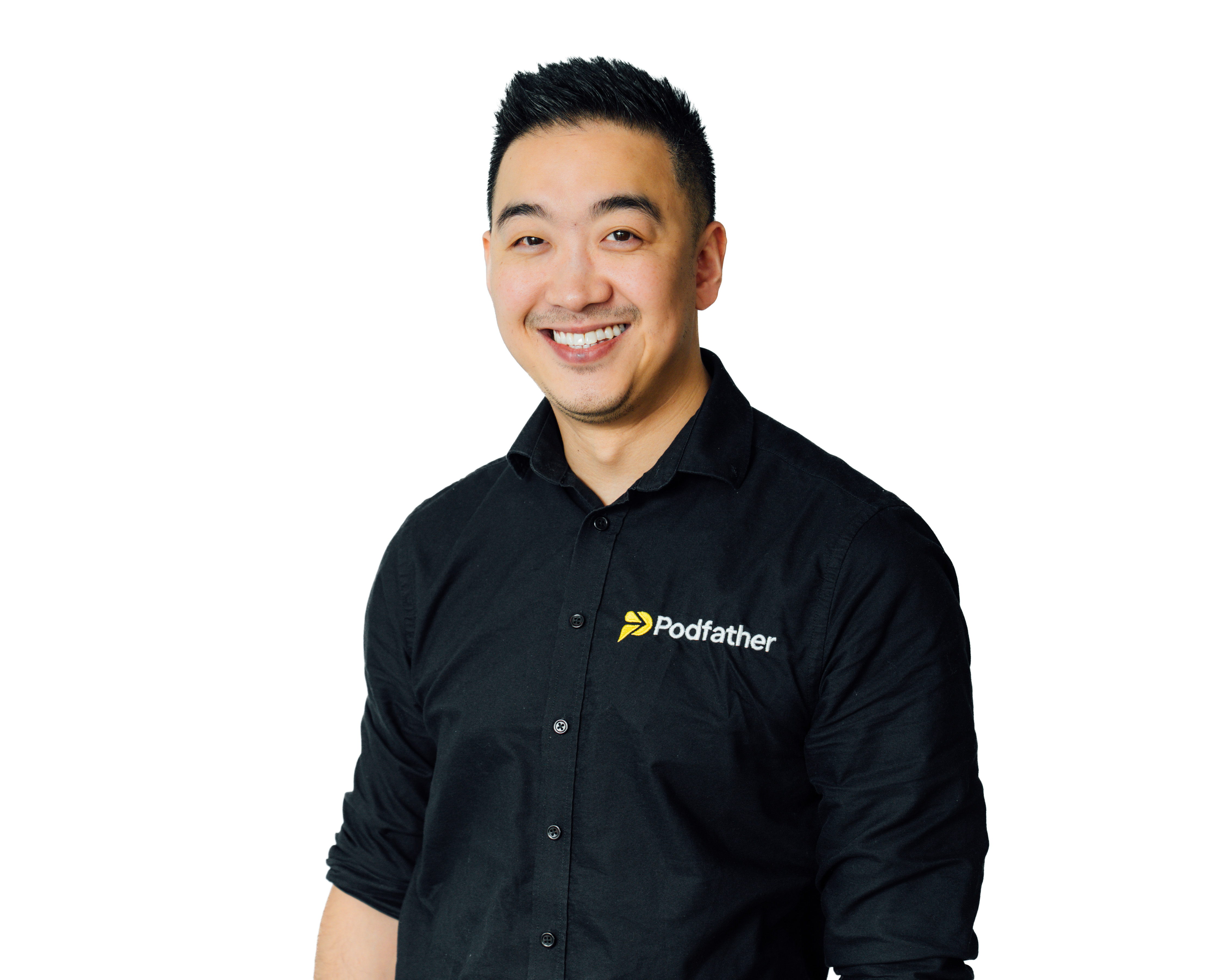 Smiling man in a black shirt
