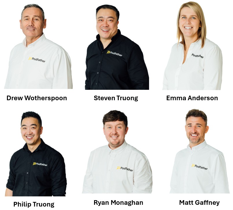 six people on a white background