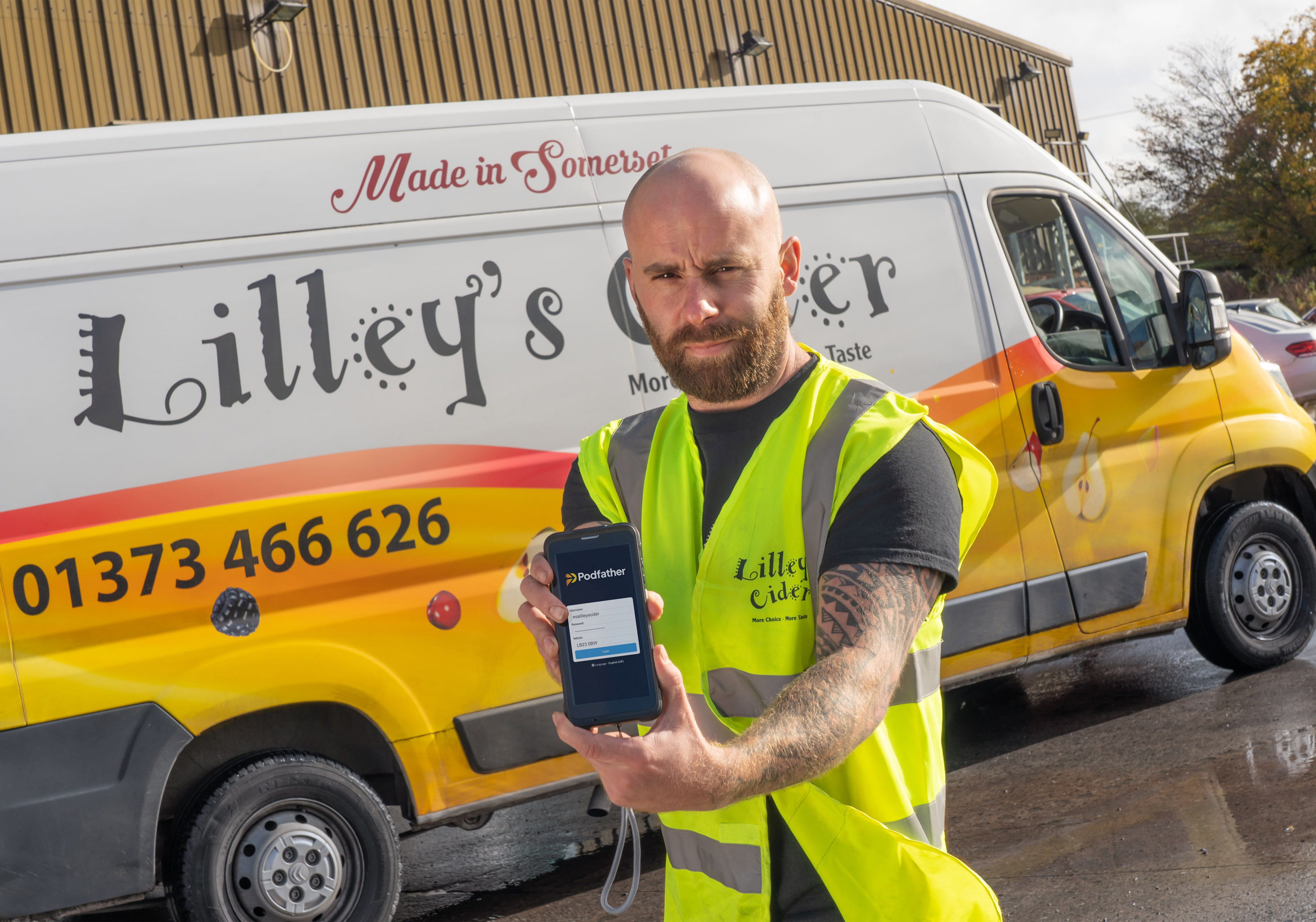 Lilley's Cider employee with Podfather app