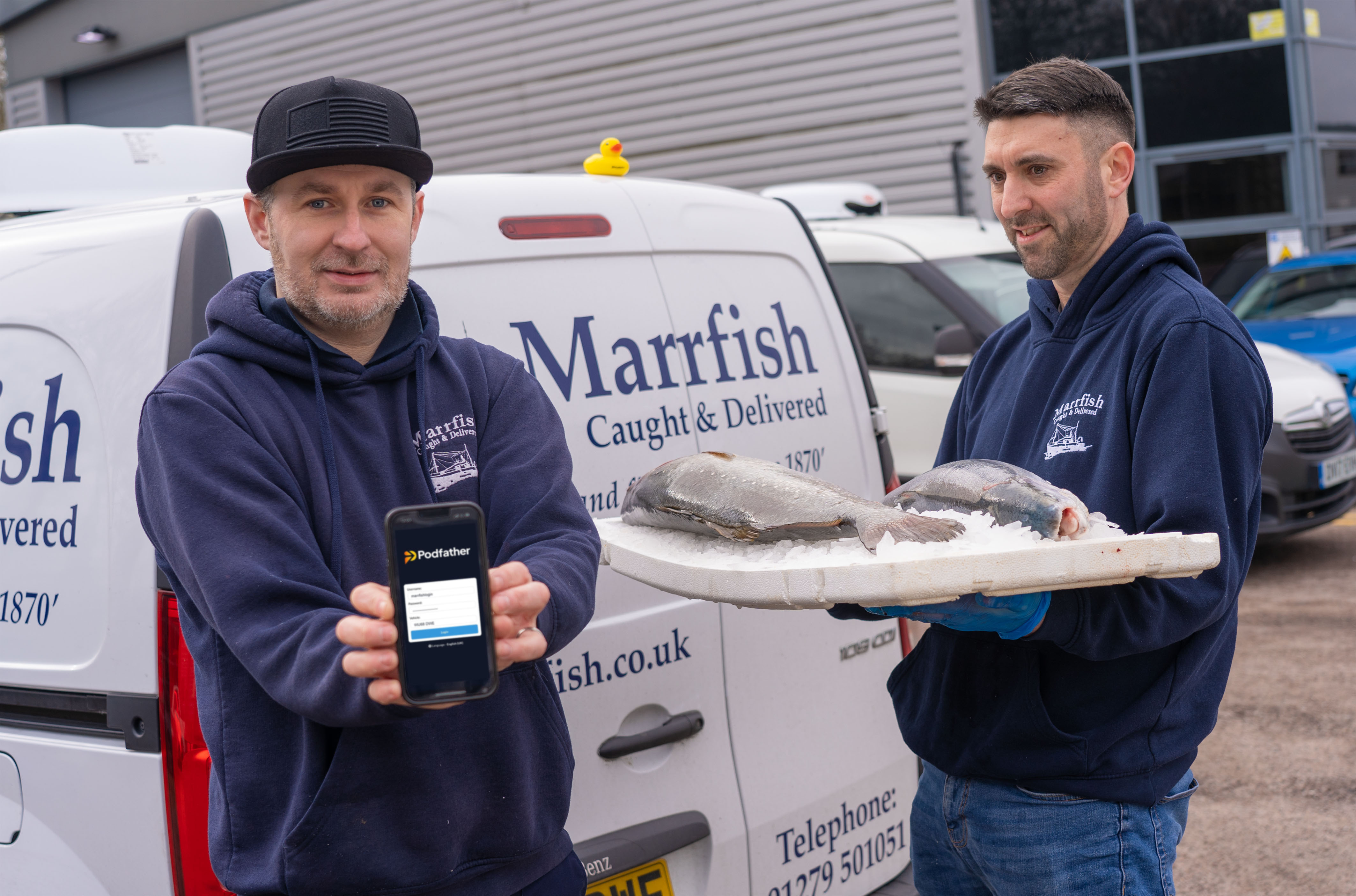 Marrfish employees with van and Podduck